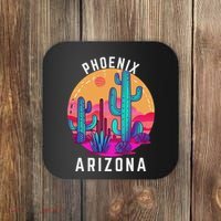 City Of Phoenix Arizona Tourist Cactus Desert Fun Sunset Coaster thumb 0