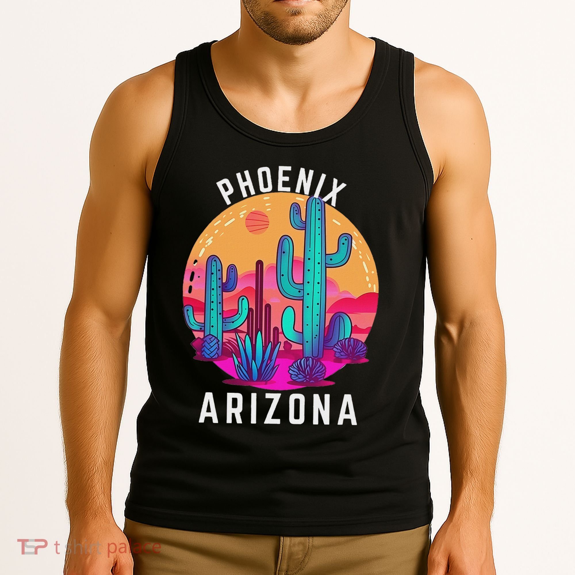 City Of Phoenix Arizona Tourist Cactus Desert Fun Sunset Tank Top