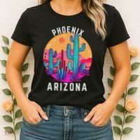 City Of Phoenix Arizona Tourist Cactus Desert Fun Sunset Women's T-Shirt thumb 2