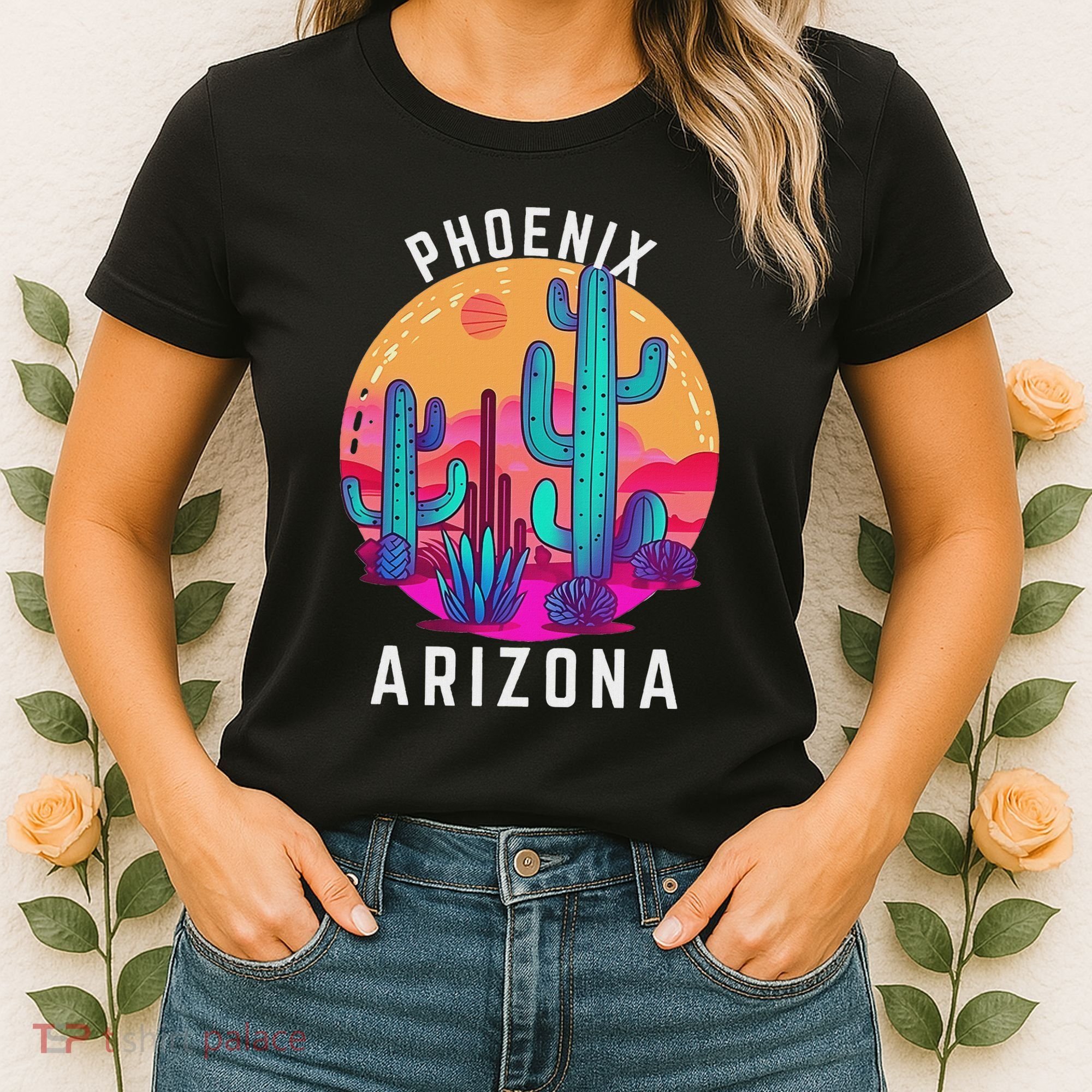 City Of Phoenix Arizona Tourist Cactus Desert Fun Sunset Women's T-Shirt