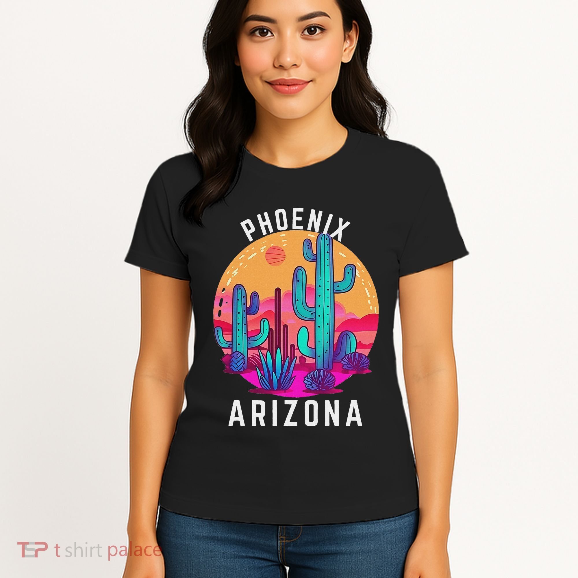 City Of Phoenix Arizona Tourist Cactus Desert Fun Sunset Women's T-Shirt