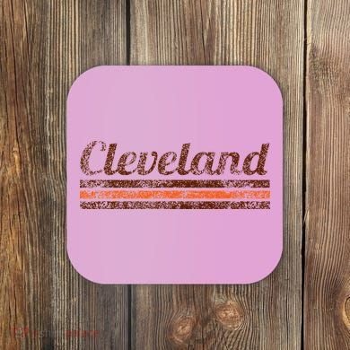 Cleveland Ohio Retro Vintage Weathered Stripe Throwback Coaster