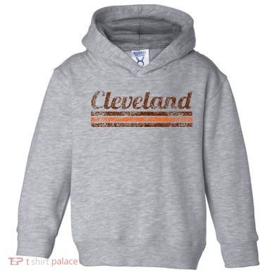 Cleveland Ohio Retro Vintage Weathered Stripe Throwback Toddler Hoodie