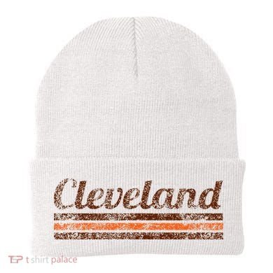 Cleveland Ohio Retro Vintage Weathered Stripe Throwback Beanie