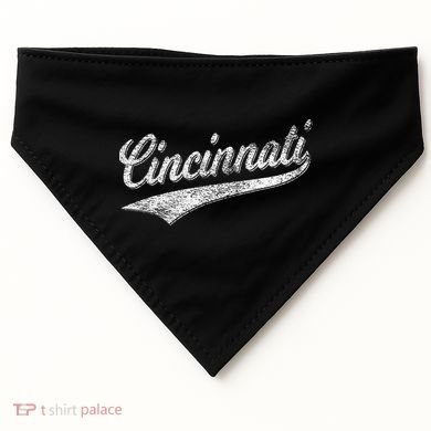Cincinnati Ohio Retro Script Sports Jersey Flag USA-Made Doggie Bandana