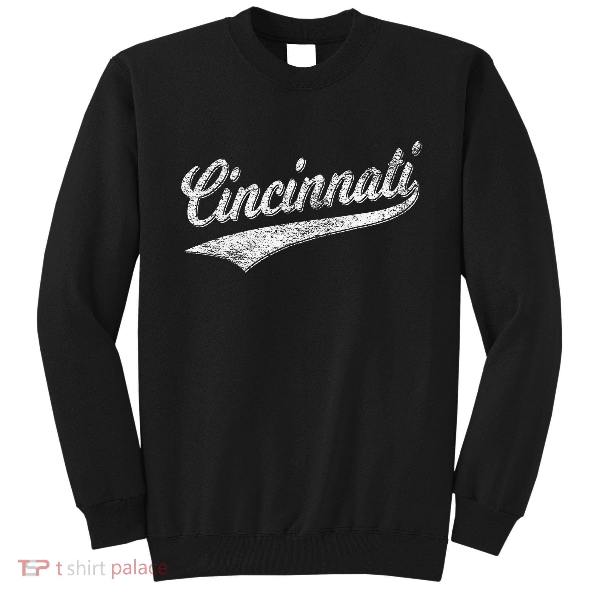 Cincinnati Ohio Retro Script Sports Jersey Flag Sweatshirt