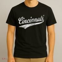 Cincinnati Ohio Retro Script Sports Jersey Flag T-Shirt thumb 3