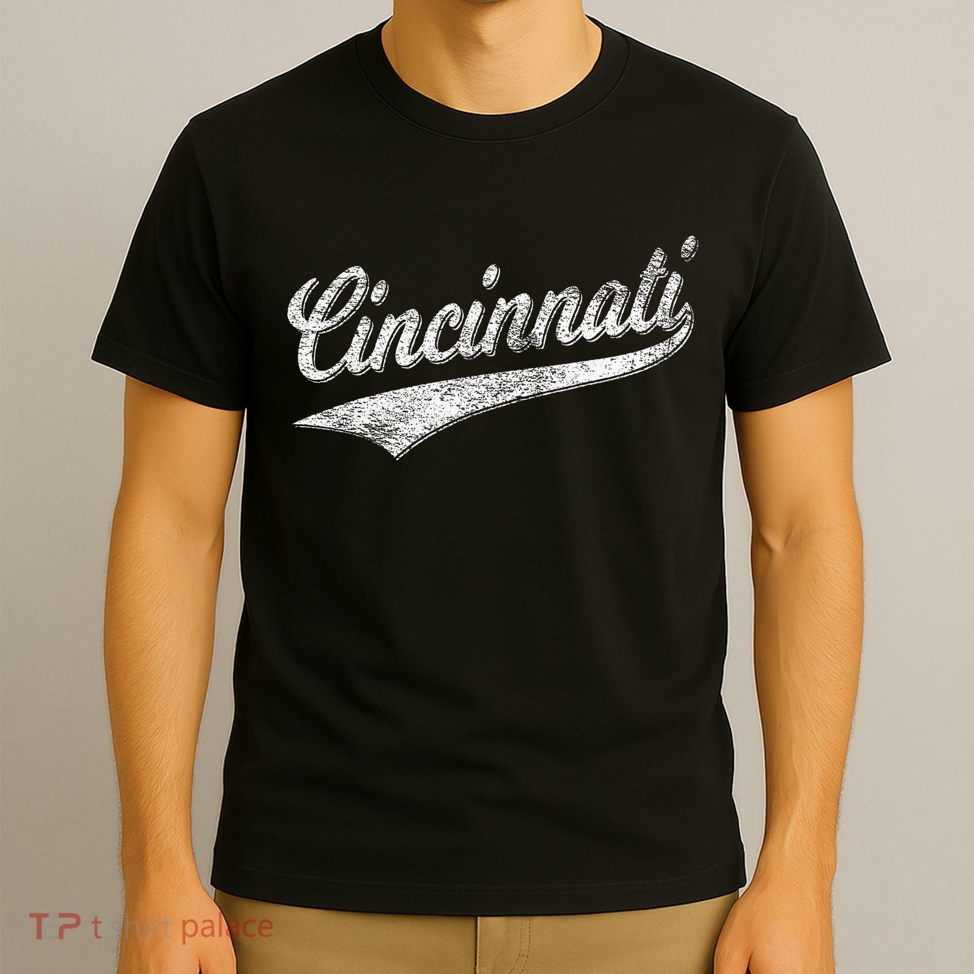 Cincinnati Ohio Retro Script Sports Jersey Flag T-Shirt