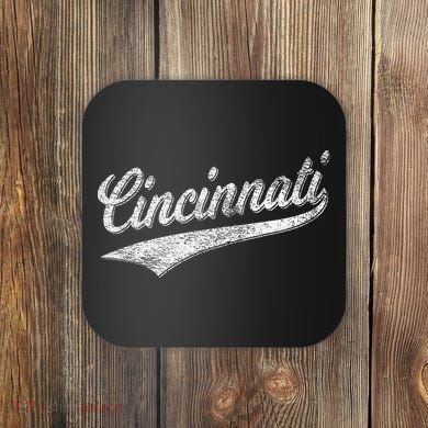 Cincinnati Ohio Retro Script Sports Jersey Flag Coaster