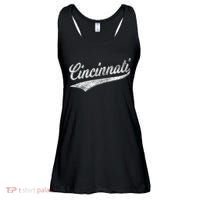 Cincinnati Ohio Retro Script Sports Jersey Flag Ladies Essential Flowy Tank thumb 0