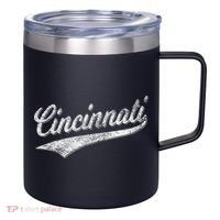 Cincinnati Ohio Retro Script Sports Jersey Flag 12oz Stainless Steel Coffee Mug thumb 0