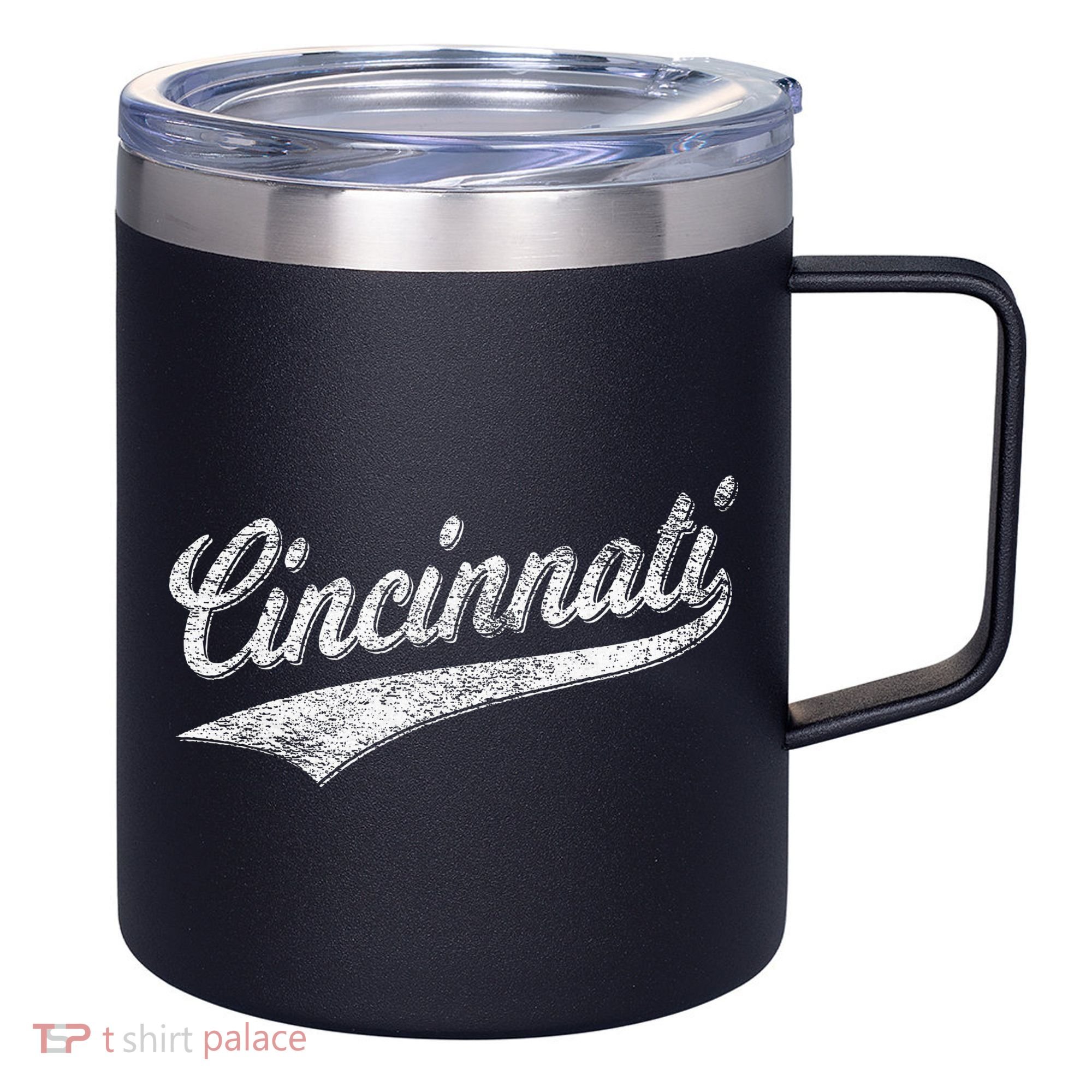 Cincinnati Ohio Retro Script Sports Jersey Flag 12oz Stainless Steel Coffee Mug