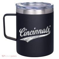 Cincinnati Ohio Retro Script Sports Jersey Flag 12oz Stainless Steel Coffee Mug thumb 2