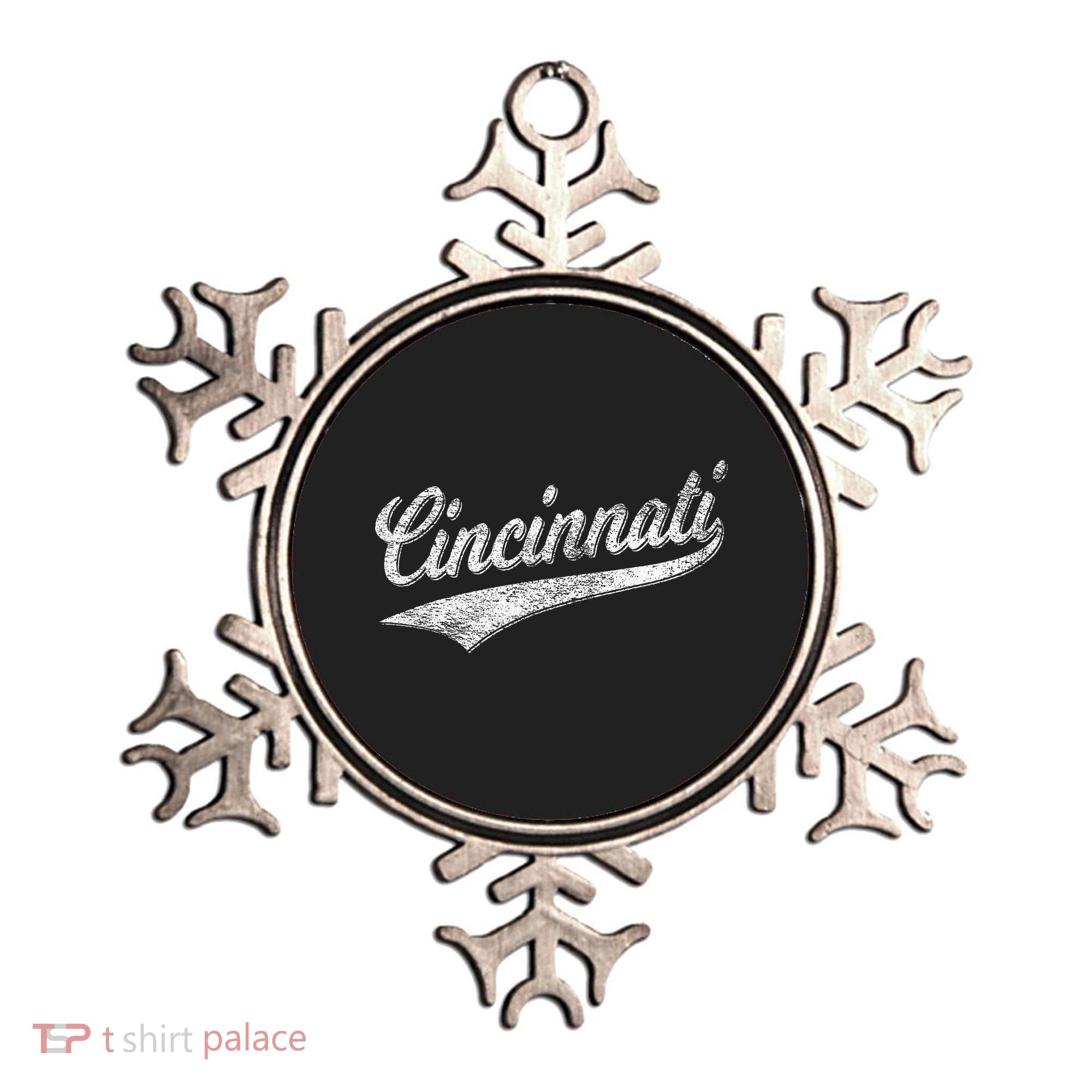 Cincinnati Ohio Retro Script Sports Jersey Flag Ornament