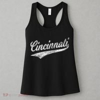 Cincinnati Ohio Retro Script Sports Jersey Flag Women's Tank Top thumb 3
