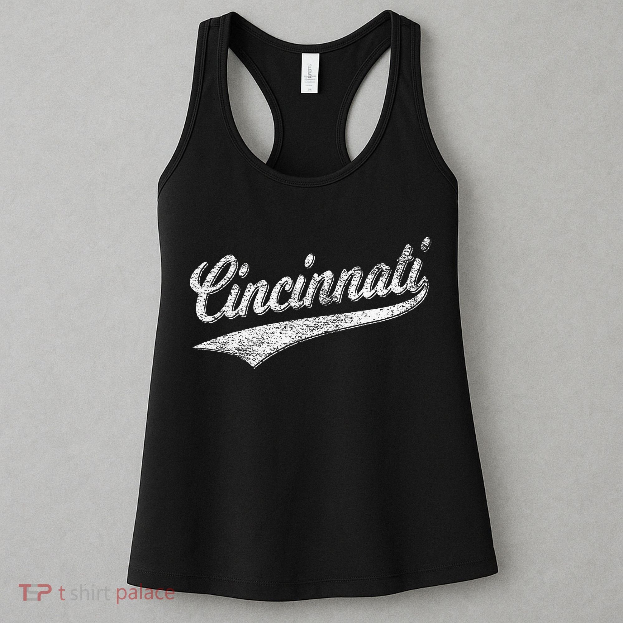 Cincinnati Ohio Retro Script Sports Jersey Flag Women's Tank Top