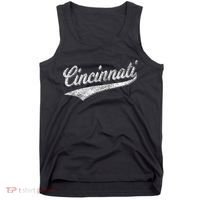 Cincinnati Ohio Retro Script Sports Jersey Flag Tank Top thumb 0