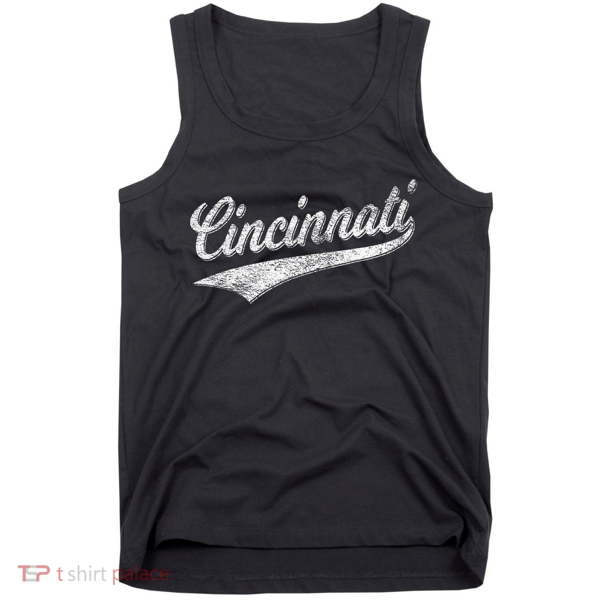 Cincinnati Ohio Retro Script Sports Jersey Flag Tank Top