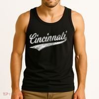 Cincinnati Ohio Retro Script Sports Jersey Flag Tank Top thumb 3