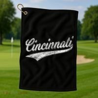 Cincinnati Ohio Retro Script Sports Jersey Flag Golf Towel thumb 1