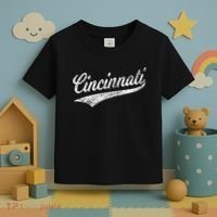 Cincinnati Ohio Retro Script Sports Jersey Flag Toddler T-Shirt thumb 3