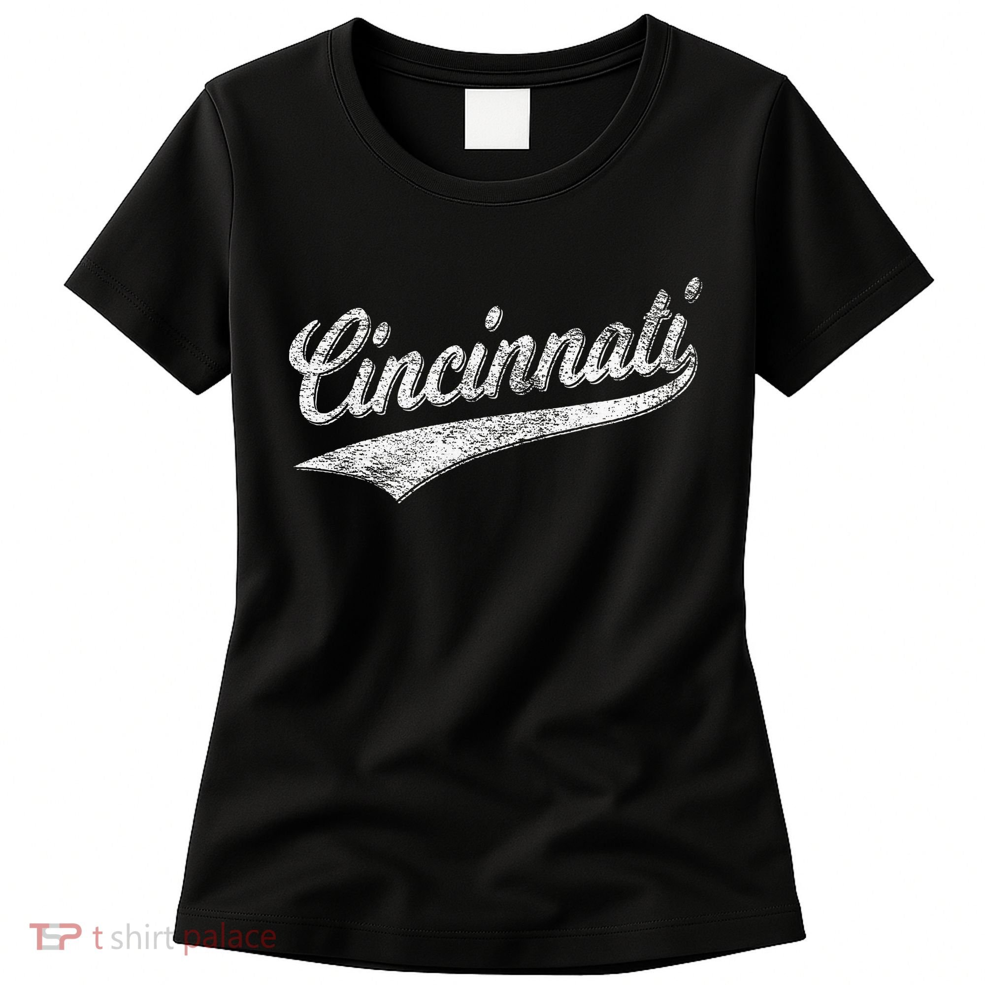 Cincinnati Ohio Retro Script Sports Jersey Flag Women's T-Shirt