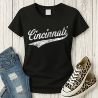 Cincinnati Ohio Retro Script Sports Jersey Flag Women's T-Shirt thumb 3