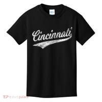Cincinnati Ohio Retro Script Sports Jersey Flag Kids T-Shirt thumb 0