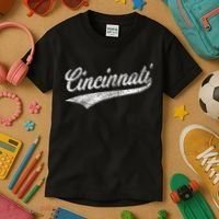 Cincinnati Ohio Retro Script Sports Jersey Flag Kids T-Shirt thumb 3