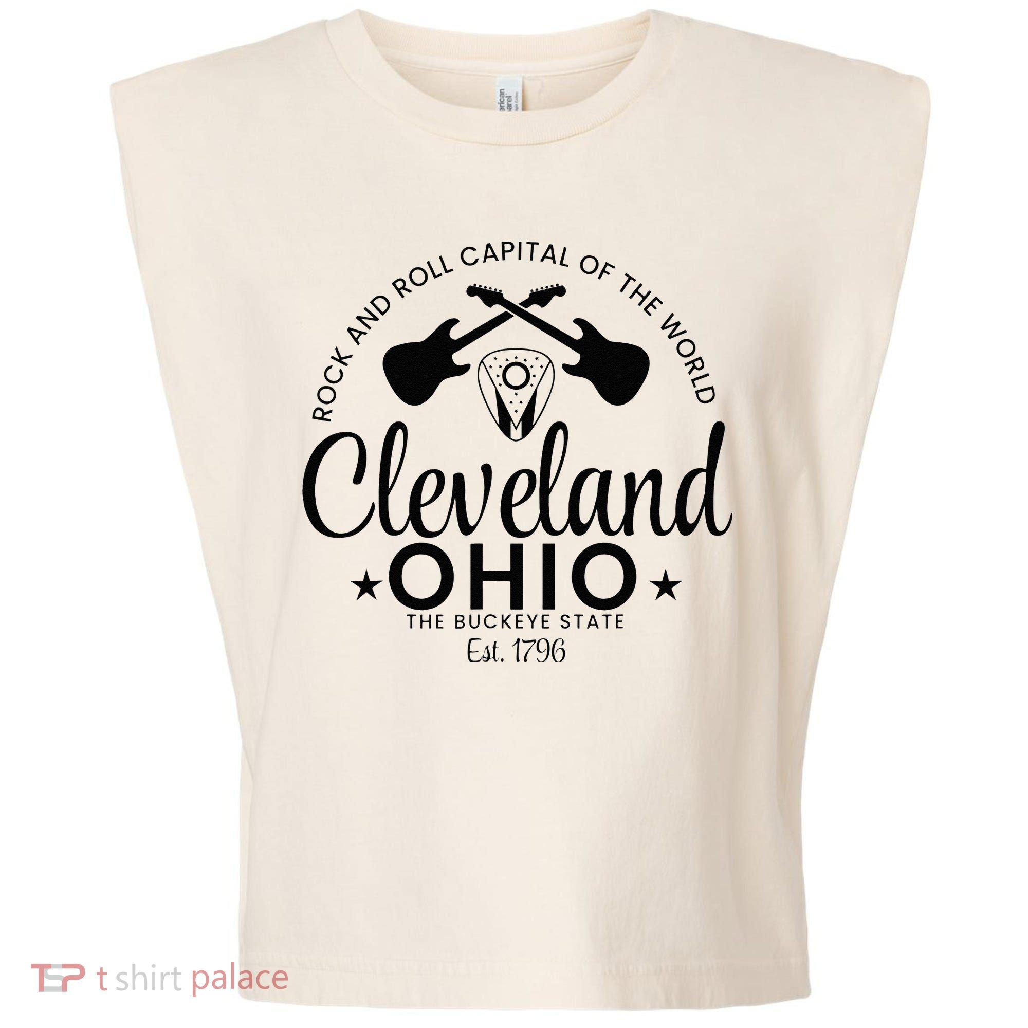 Cleveland Ohio Rock And Roll Capital Est 1796 Souvenir Garment-Dyed Women's Muscle Tee