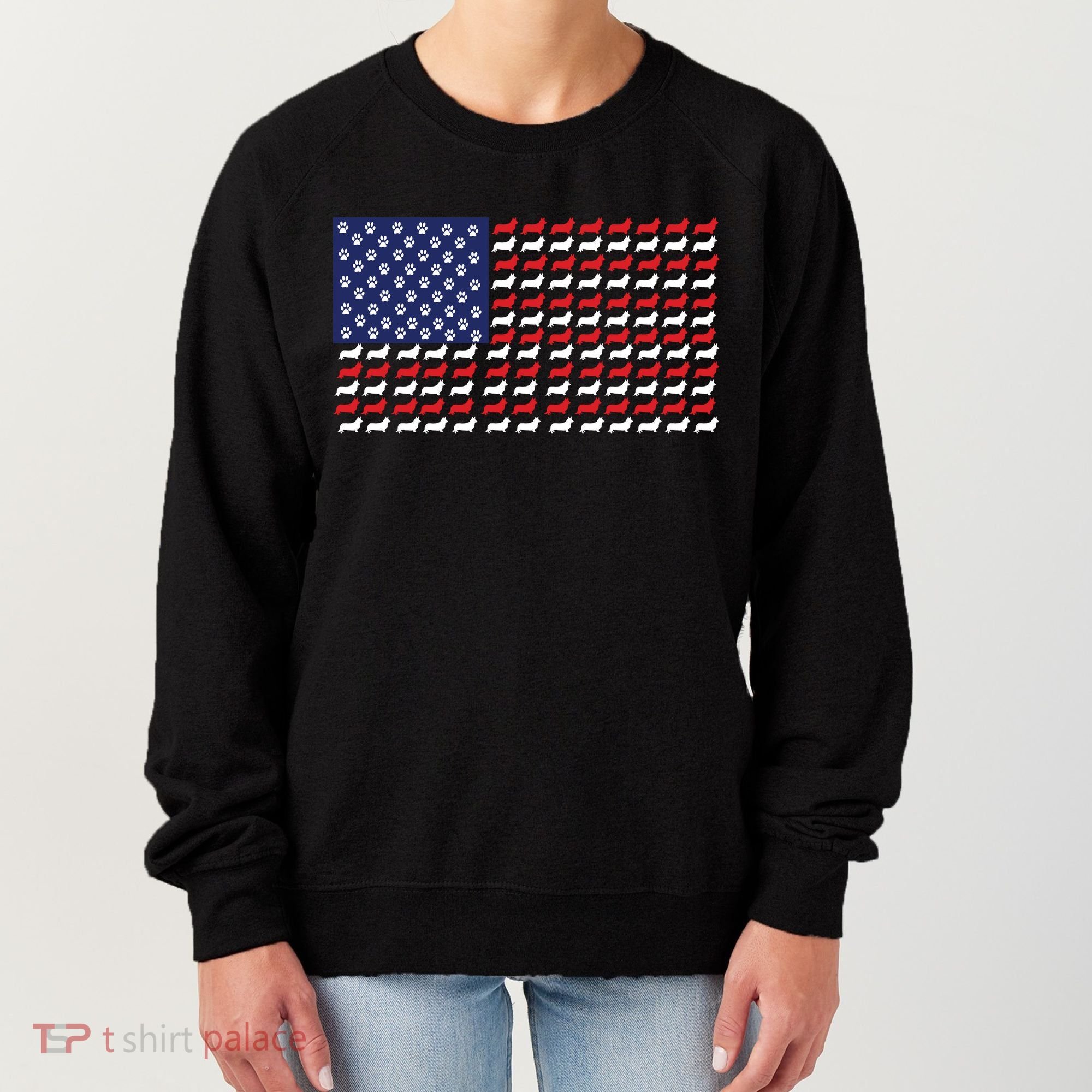 Corgi American Dog Flag Women's Sweatshirt