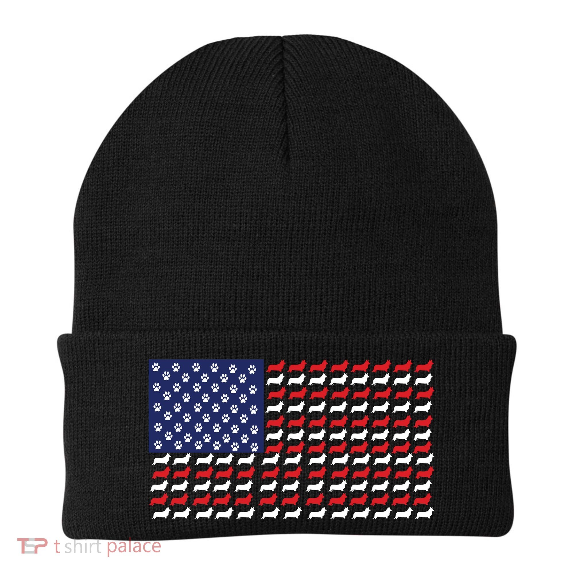 Corgi American Dog Flag Beanie