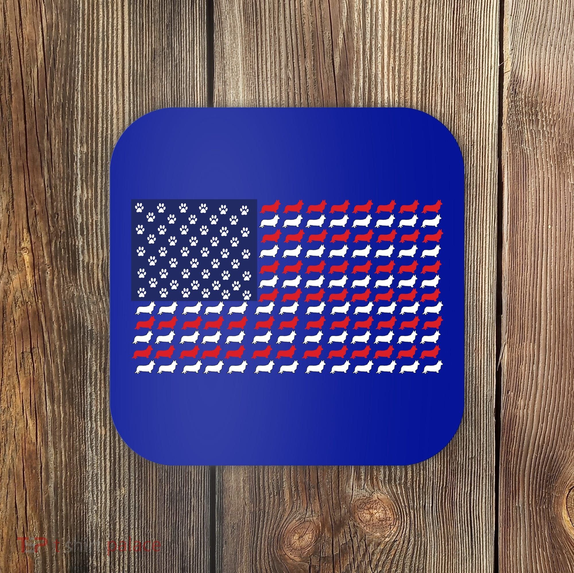 Corgi American Dog Flag Coaster