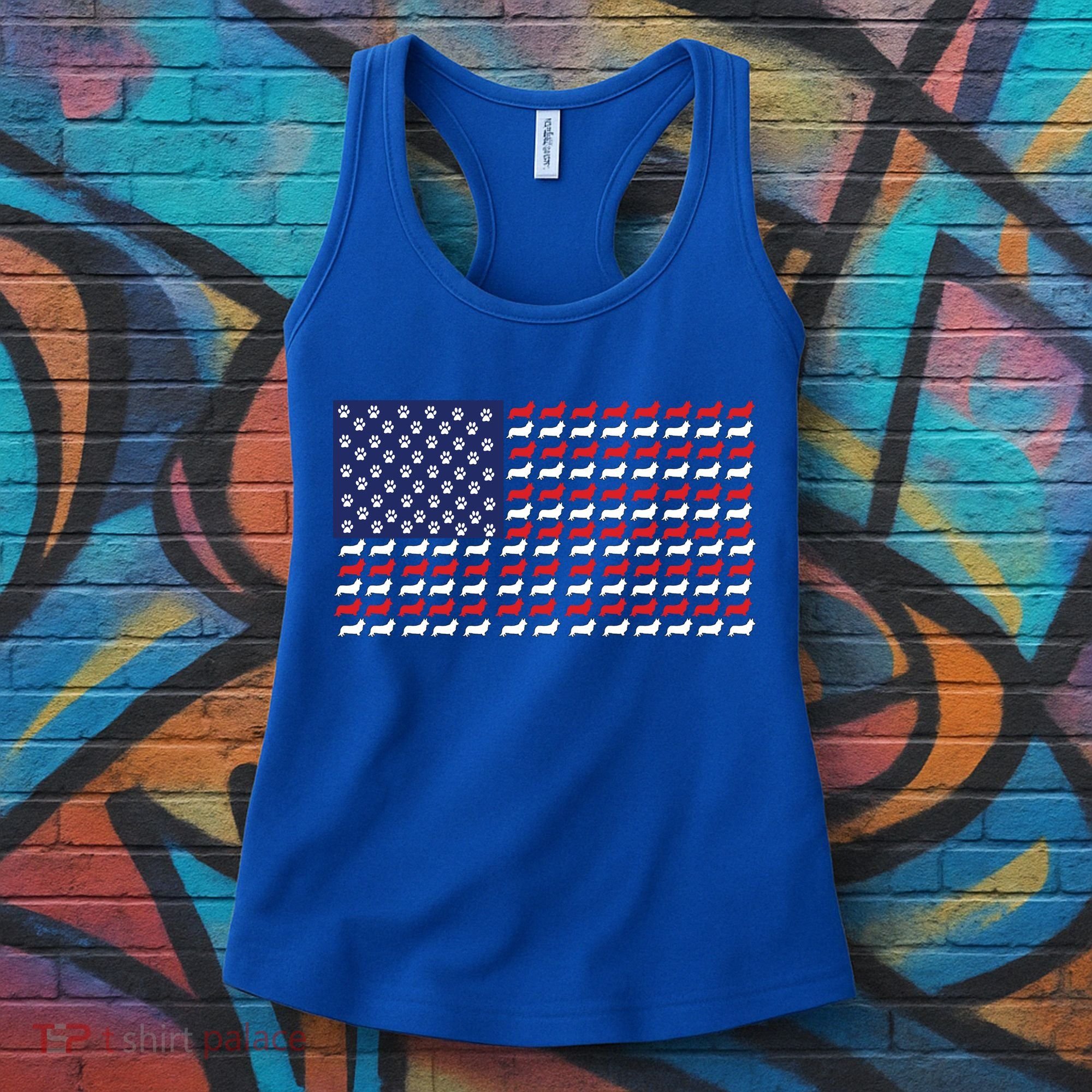 Corgi American Dog Flag Women's Tank Top