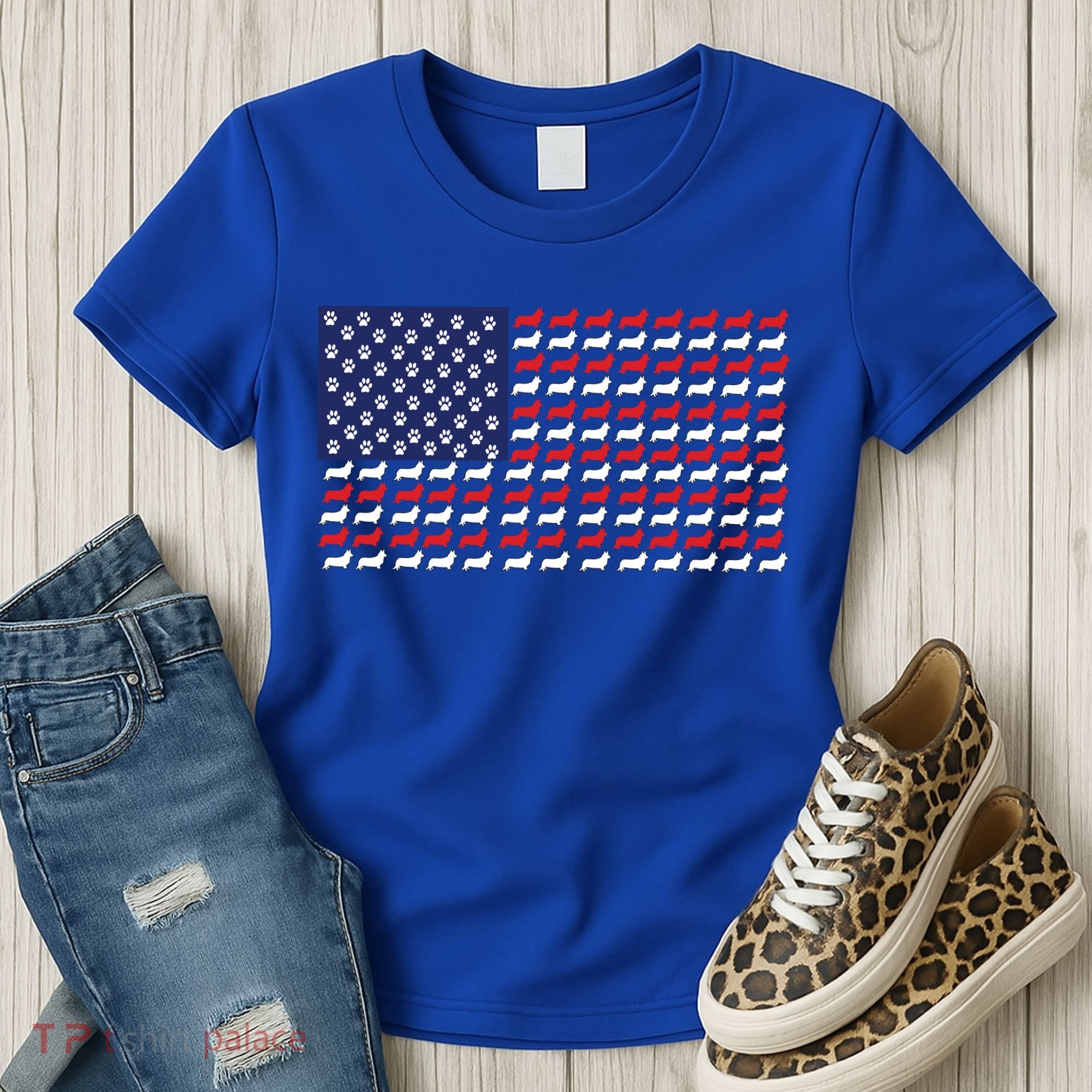 Corgi American Dog Flag Women's T-Shirt