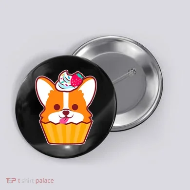 Corgi Cupcake Kawii Button