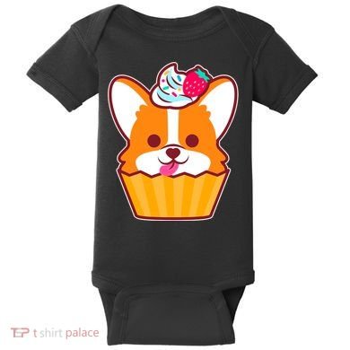 Corgi Cupcake Kawii Baby Bodysuit