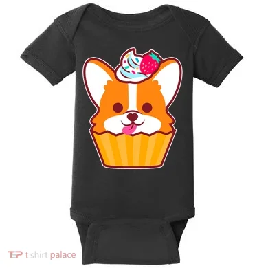 Corgi Cupcake Kawii Baby Bodysuit