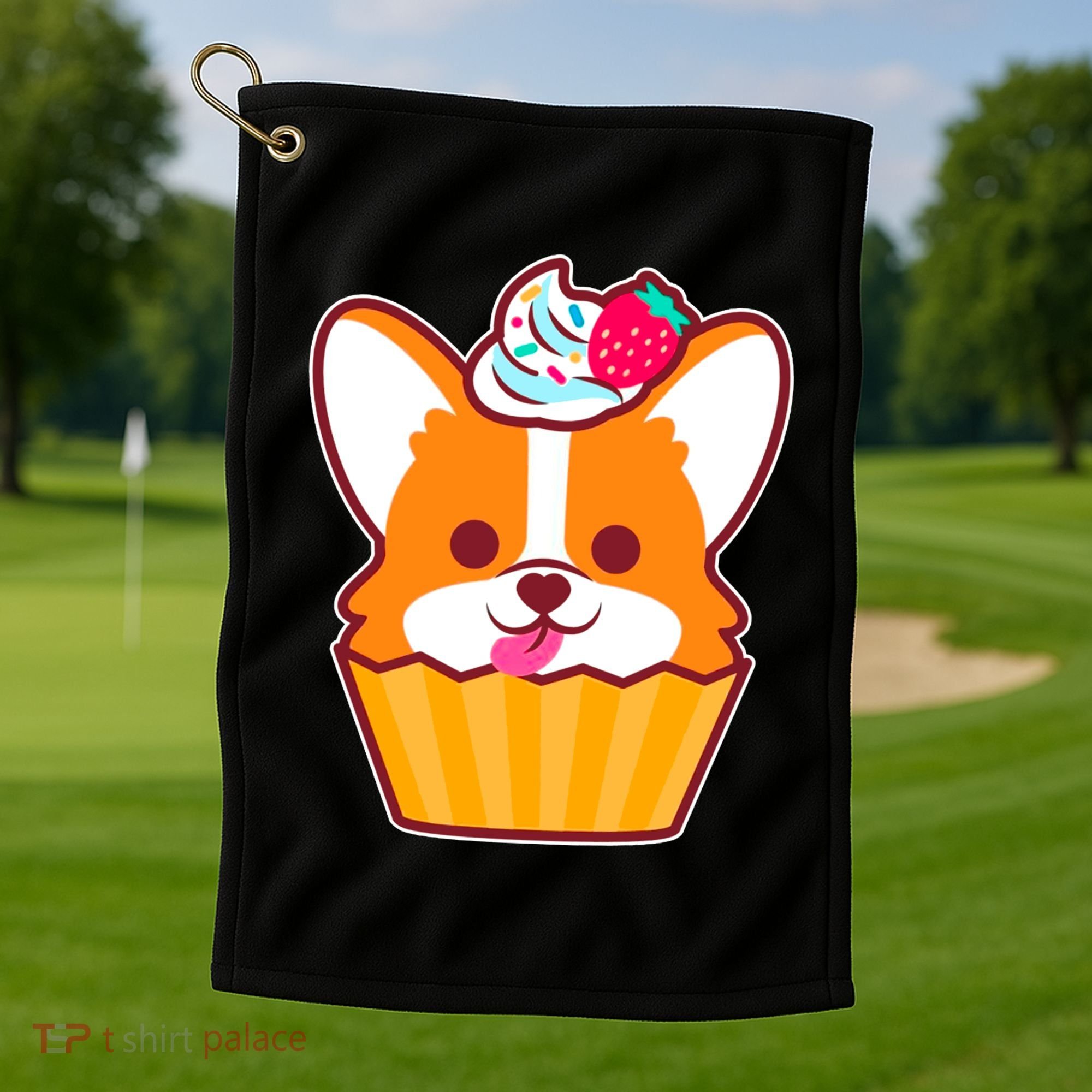 Corgi Cupcake Kawii Golf Towel
