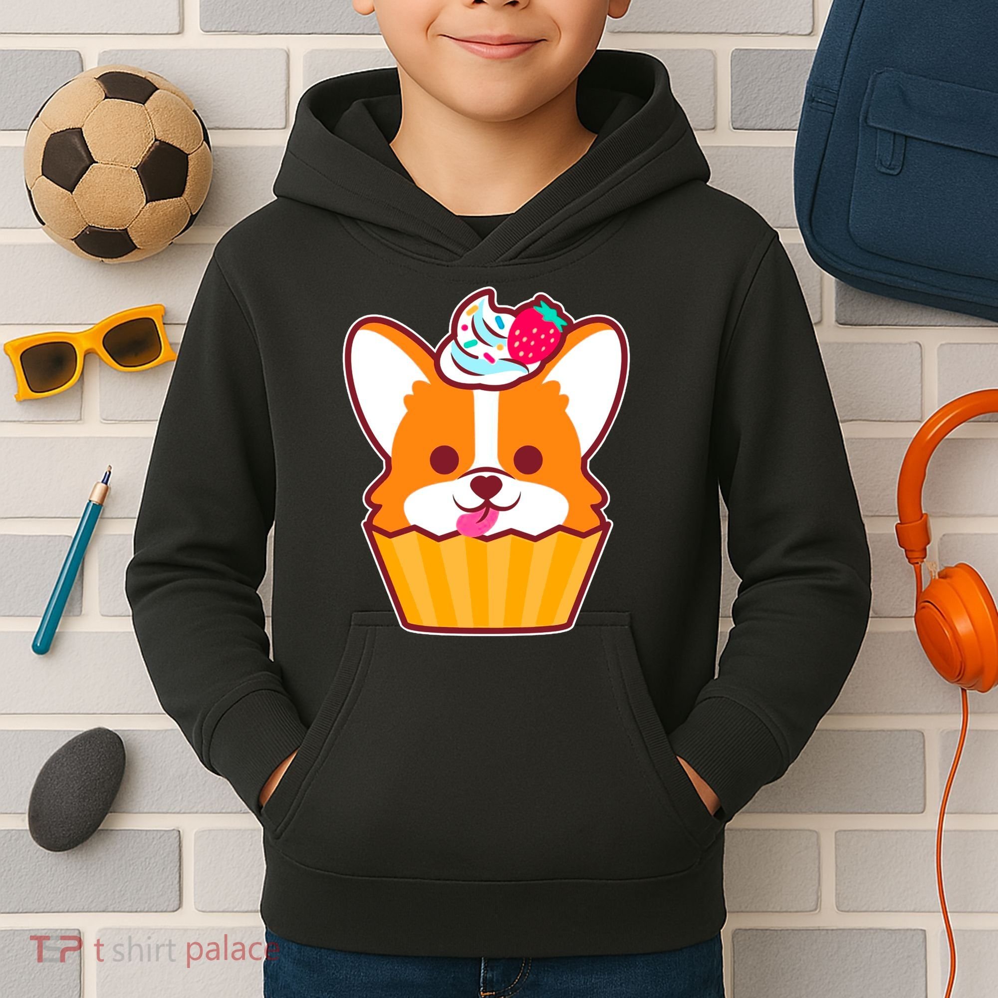 Corgi Cupcake Kawii Kids Hoodie