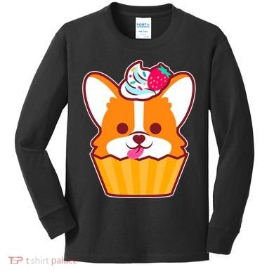 Corgi Cupcake Kawii Kids Long Sleeve Shirt