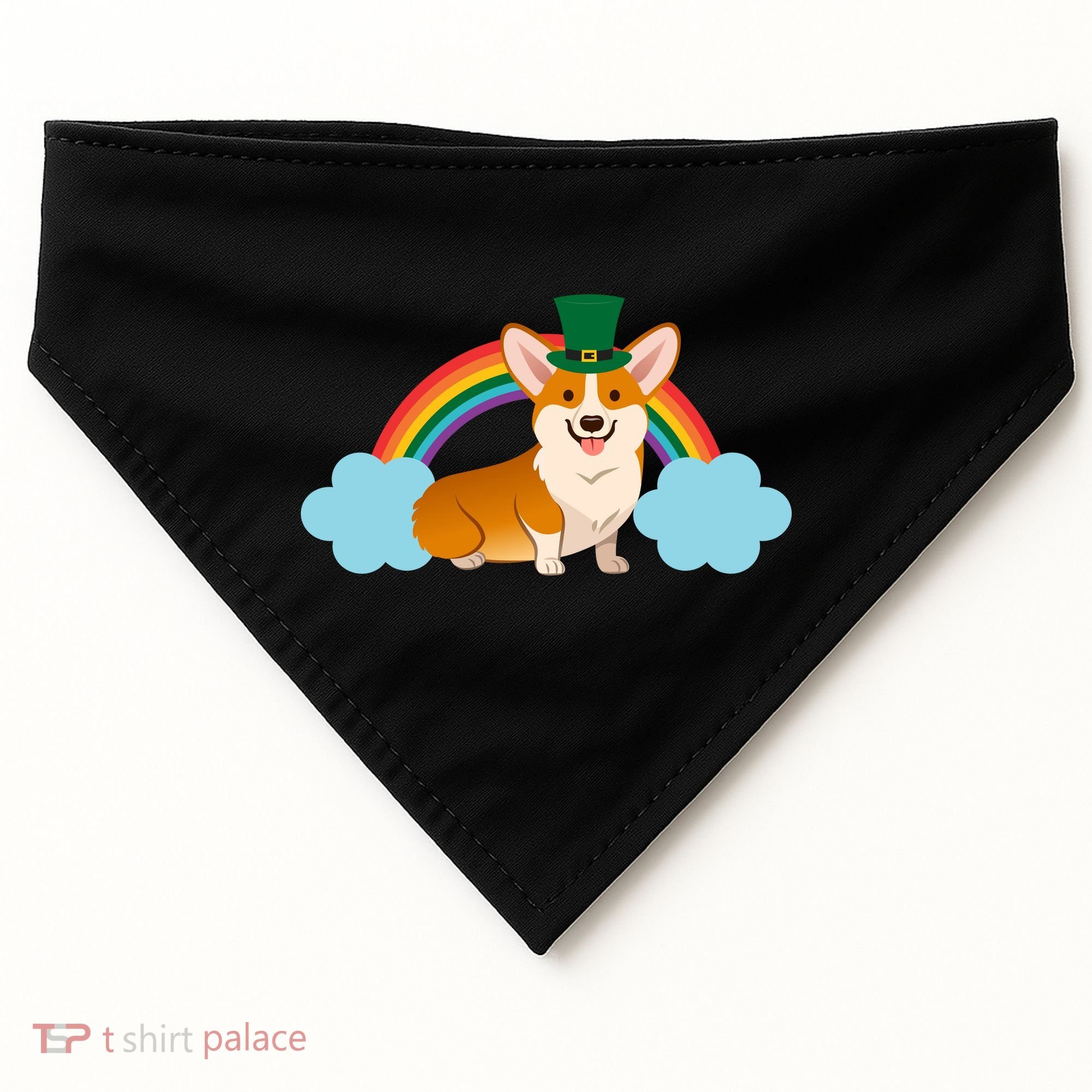 Corgi St. Patrick's Day Rainbow USA-Made Doggie Bandana