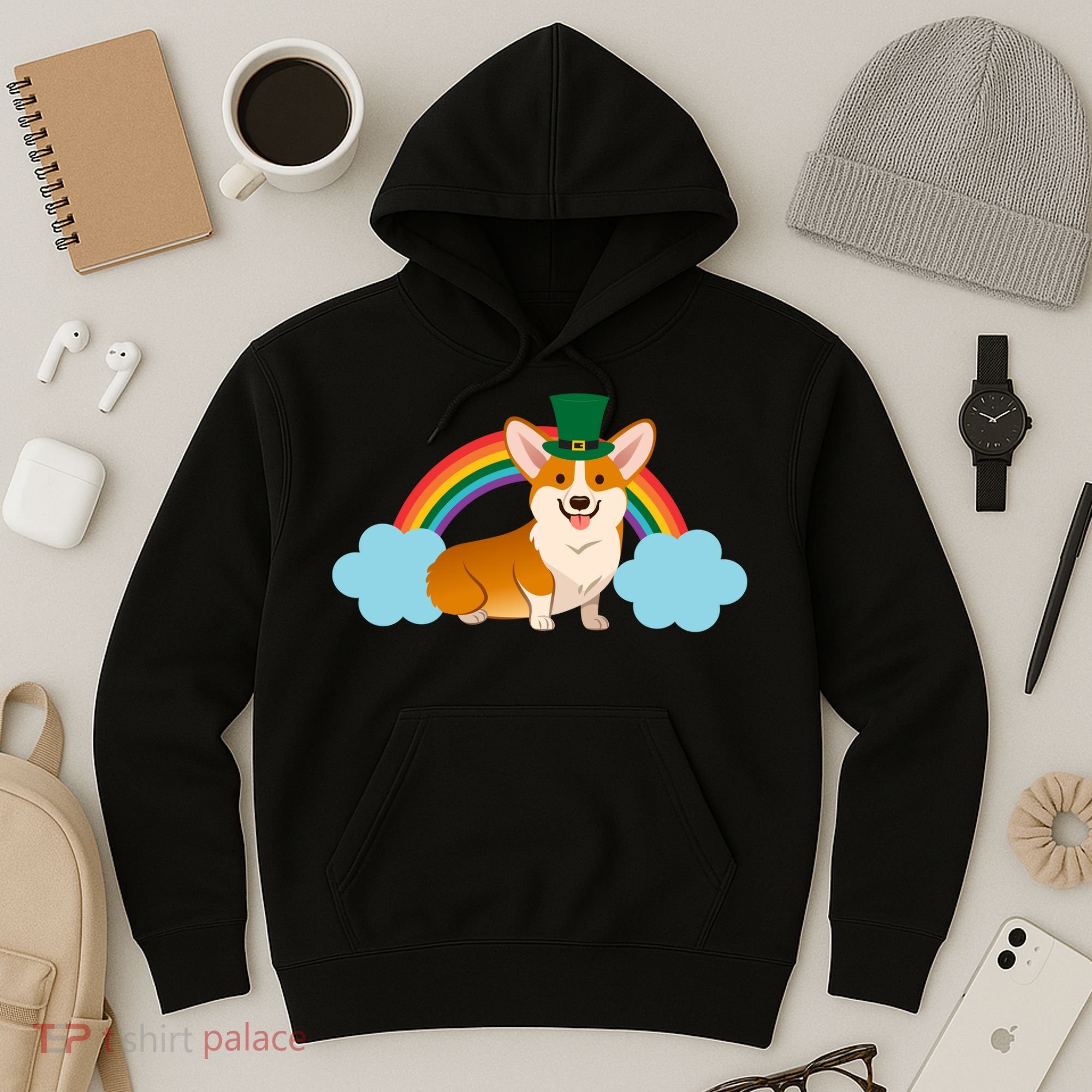 Corgi St. Patrick's Day Rainbow Hoodie