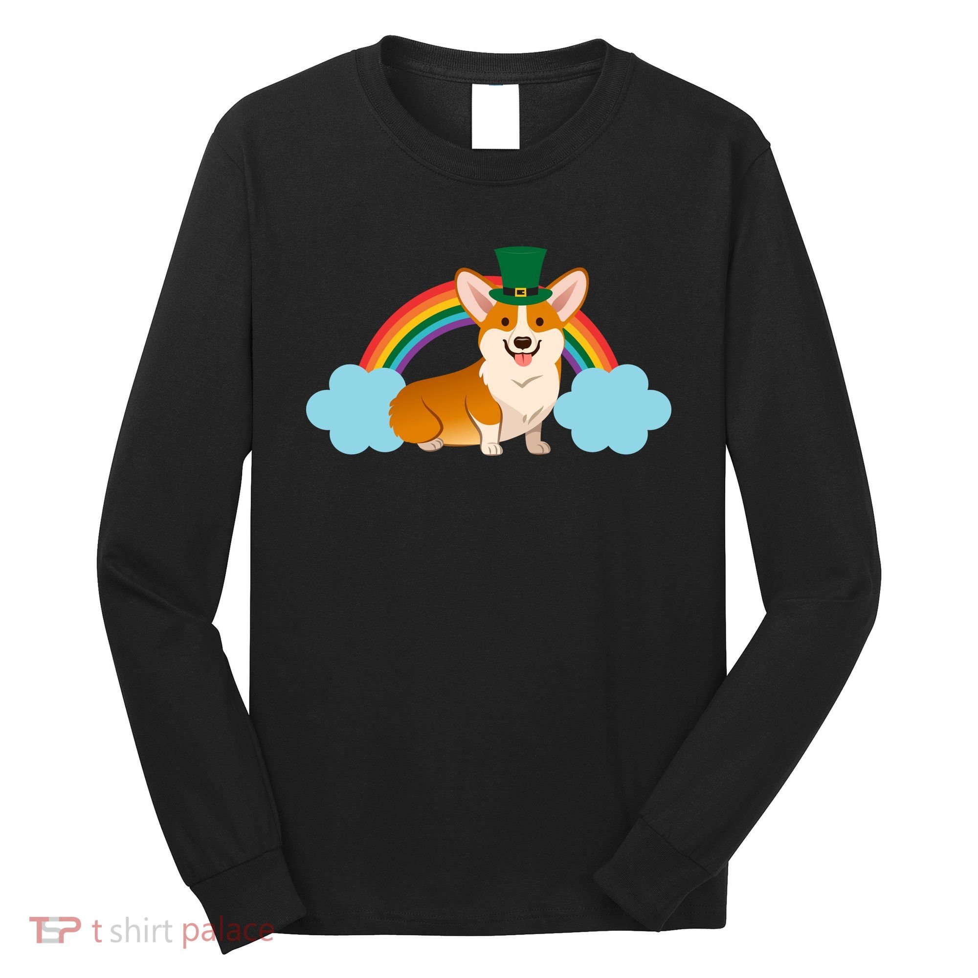 Corgi St. Patrick's Day Rainbow Long Sleeve Shirt