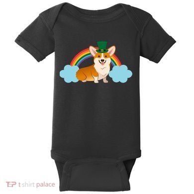 Corgi St. Patrick's Day Rainbow Baby Bodysuit