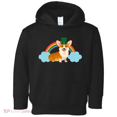 Corgi St. Patrick's Day Rainbow Toddler Hoodie