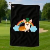 Corgi St. Patrick's Day Rainbow Golf Towel thumb 1