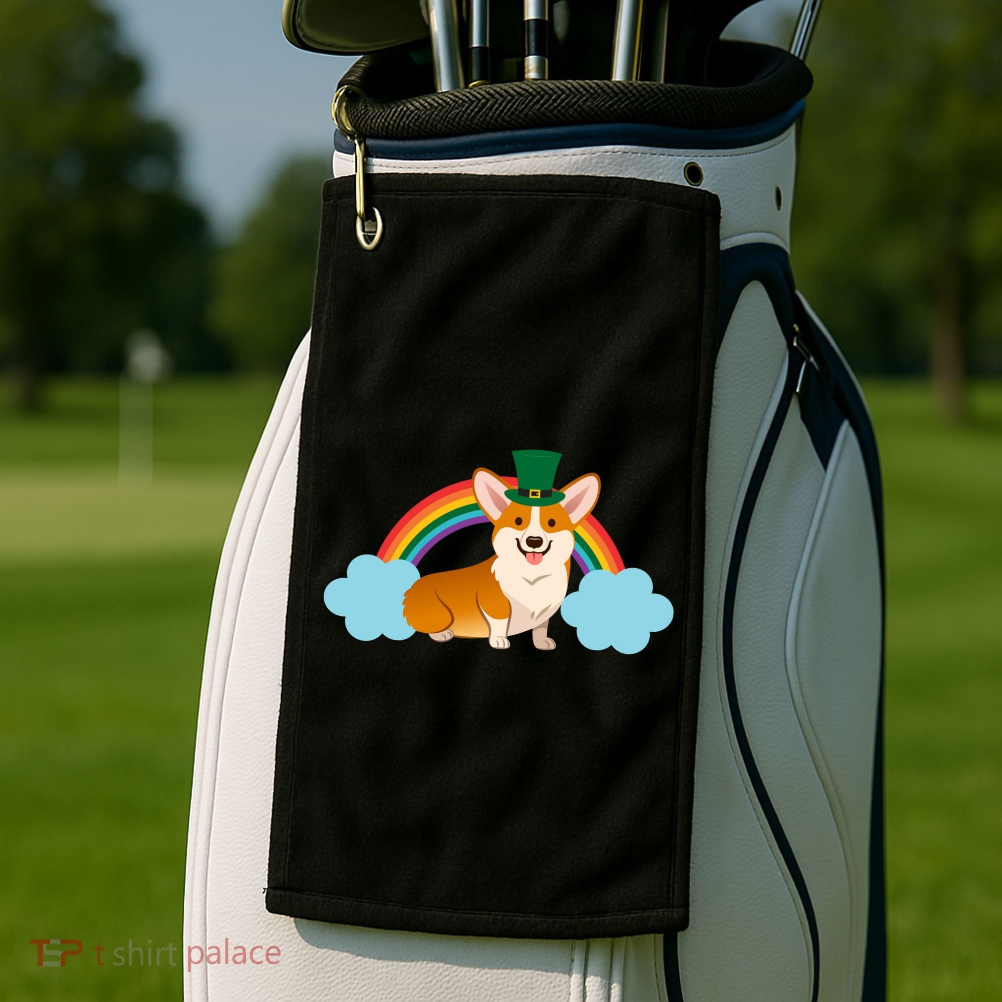 Corgi St. Patrick's Day Rainbow Golf Towel