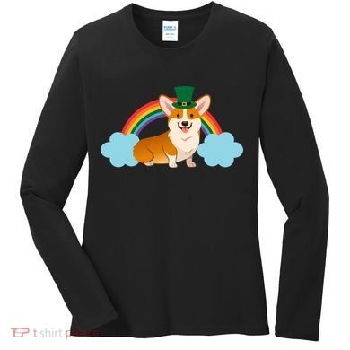 Corgi St. Patrick's Day Rainbow Women's Long Sleeve Shirt