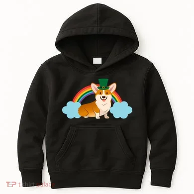 Corgi St. Patrick's Day Rainbow Kids Hoodie